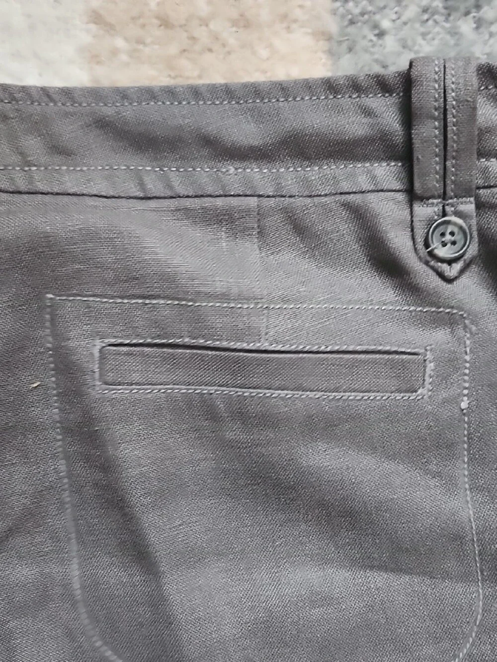 Banana Republic Grey 100% Linen Wide Leg Trousers Pants Accent Buttons Sz 10 EUC